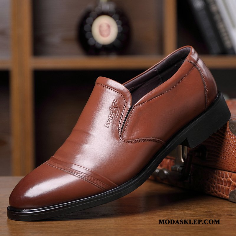 Męskie Półbuty Wizytowe Online Casual Skórzane Buty Męska Prawdziwa Skóra Slip On Brązowy Czarny Żółty