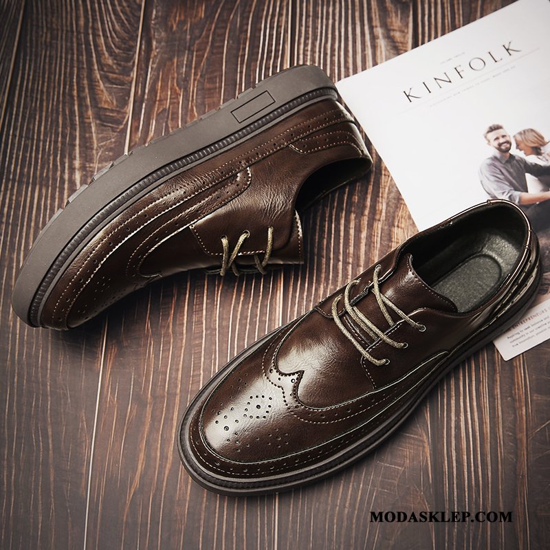Męskie Półbuty Wizytowe Sprzedam Tendencja Skórzane Buty Wiosna Męska Vintage Czarny