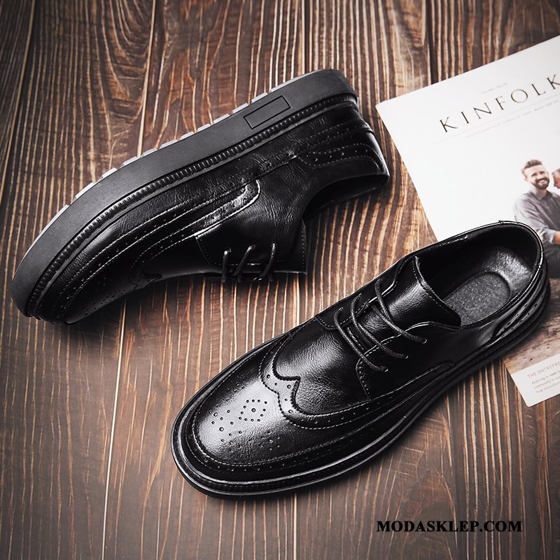 Męskie Półbuty Wizytowe Sprzedam Tendencja Skórzane Buty Wiosna Męska Vintage Czarny