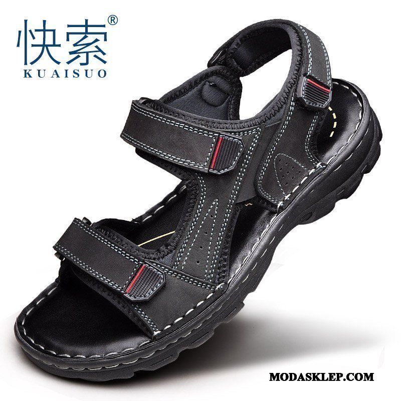 Męskie Sandały Oferta Buty Prawdziwa Skóra Męska Kapcie Plażowe Szary