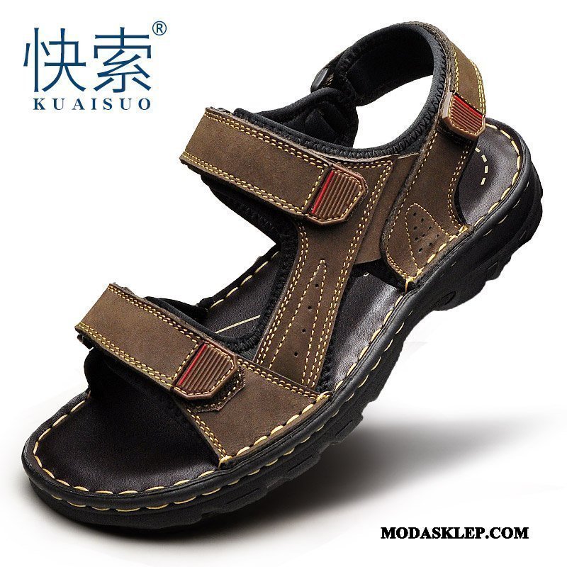 Męskie Sandały Oferta Buty Prawdziwa Skóra Męska Kapcie Plażowe Szary