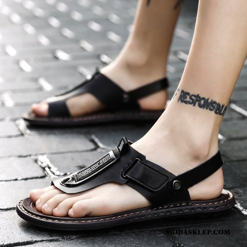 Męskie Sandały Online Buty Męska 2019 Lato Kapcie Ciemno Niebieski