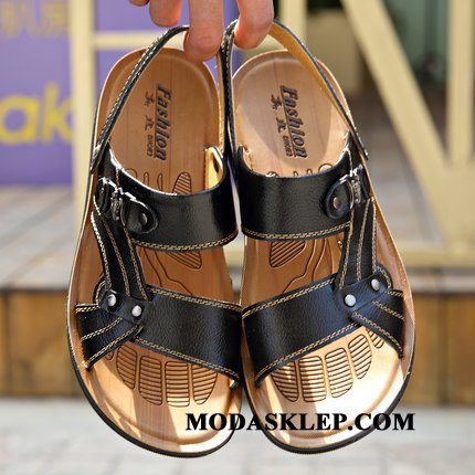 Męskie Sandały Online Lato Buty Plażowe Casual Skóra Żółty