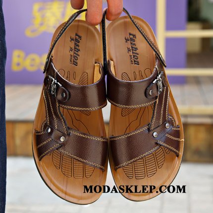 Męskie Sandały Online Lato Buty Plażowe Casual Skóra Żółty