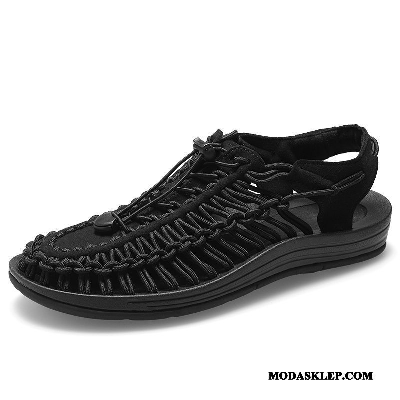 Męskie Sandały Online Lato Męska Plażowe Kapcie Casual Niebieski