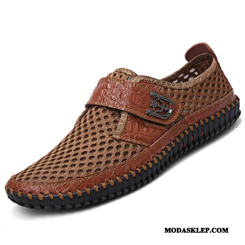 Męskie Sandały Online Lekkie Siatkowe Casual Moda Koronka Zielony