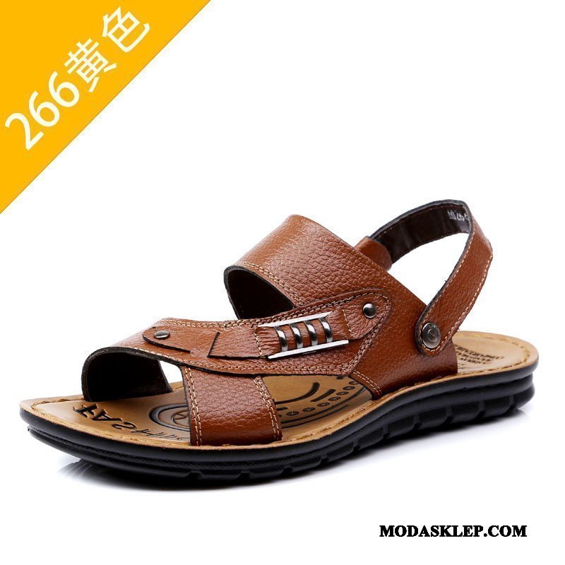 Męskie Sandały Sklep Buty Duży Prawdziwa Skóra Męska Lato Brązowy