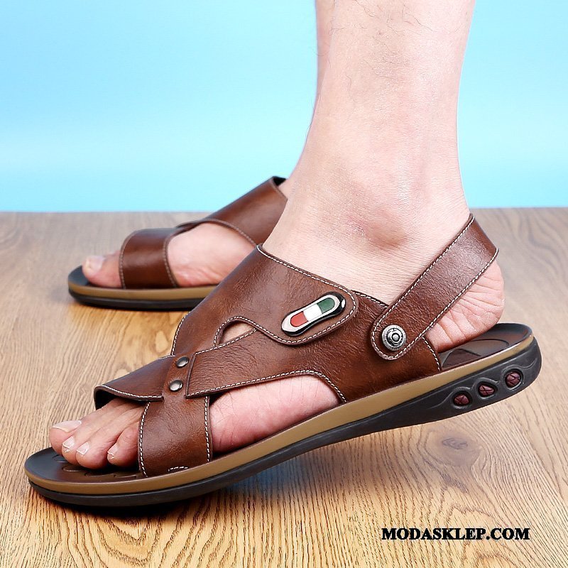 Męskie Sandały Sklep Casual Buty Plażowe Moda Duży Brązowy