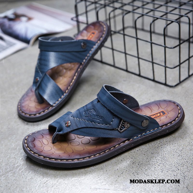 Męskie Sandały Sklep Moda Kapcie Casual Antypoślizgowe Lato Niebieski