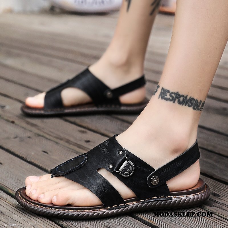 Męskie Sandały Sklep Moda Kapcie Casual Antypoślizgowe Lato Niebieski