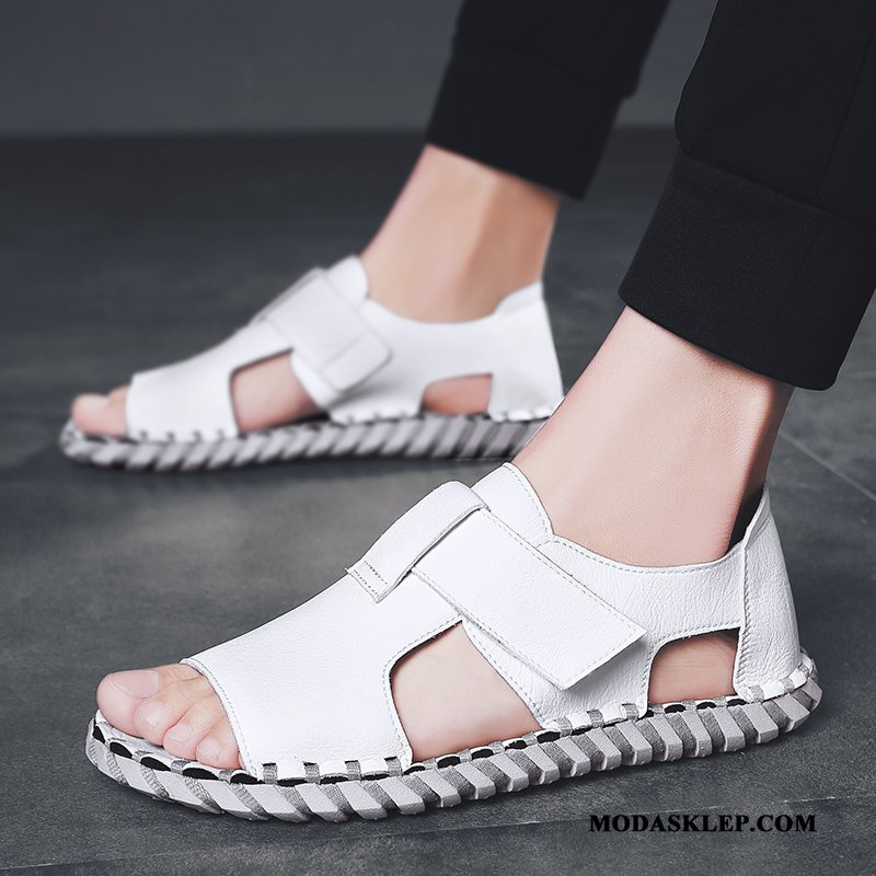 Męskie Sandały Sklep Tendencja Open Toe Buty Plażowe Oddychające Biały