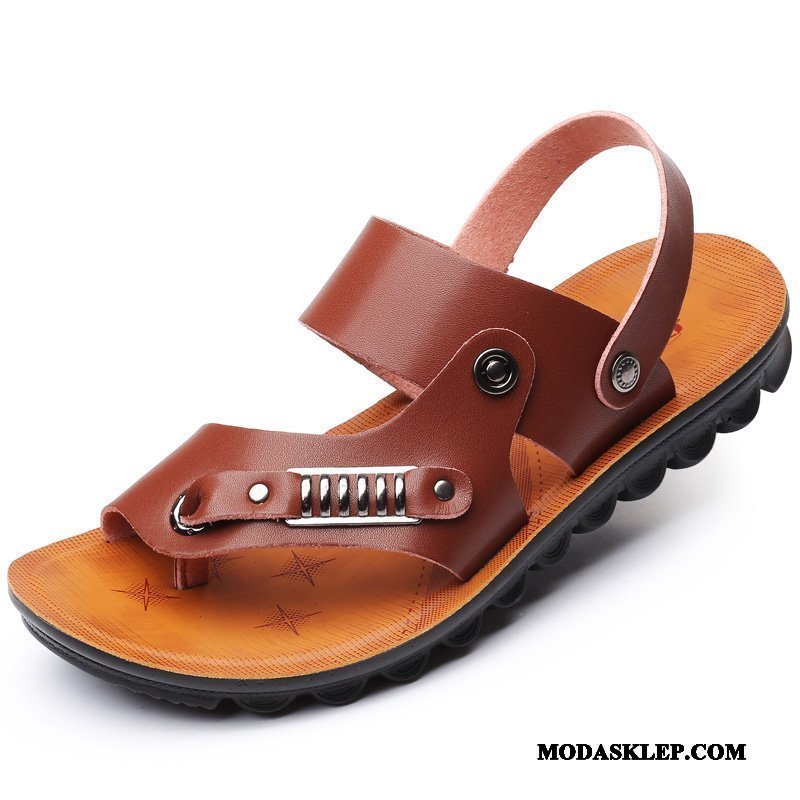 Męskie Sandały Sprzedam Slip On 2019 Prawdziwa Skóra Męska Duży Rozmiar Niebieski
