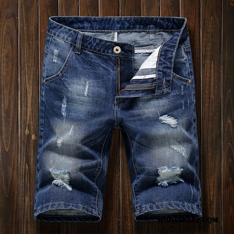 Męskie Spodenki Kup Męska Modna Marka Szerokie Szorty Denim Niebieski