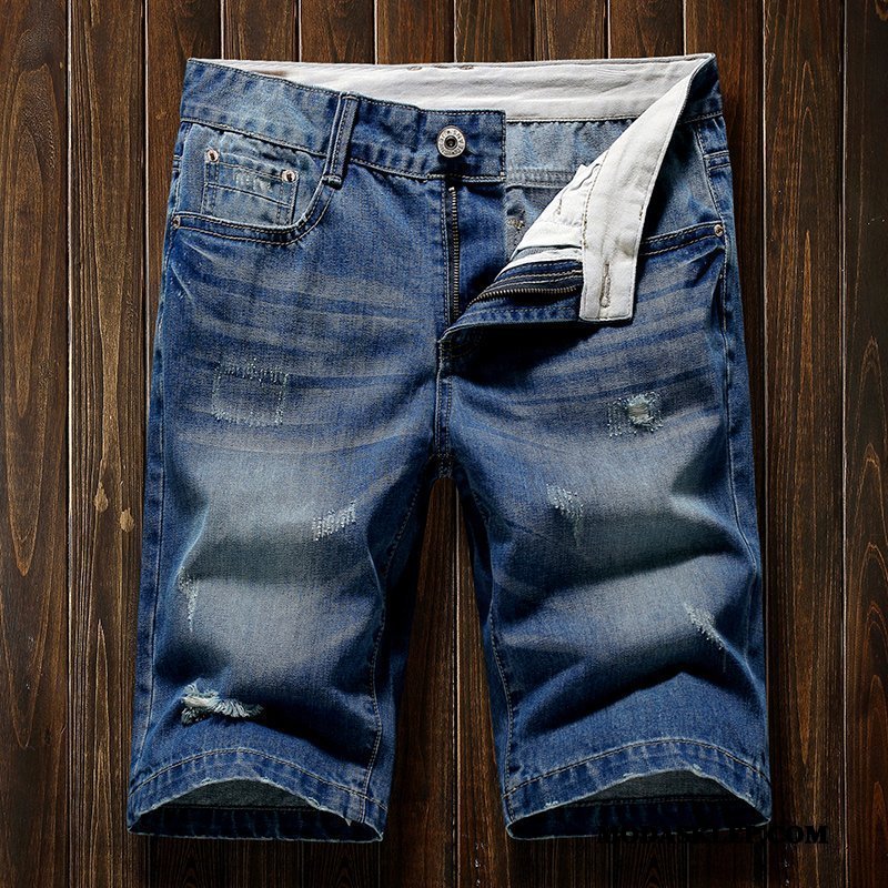 Męskie Spodenki Kup Męska Modna Marka Szerokie Szorty Denim Niebieski