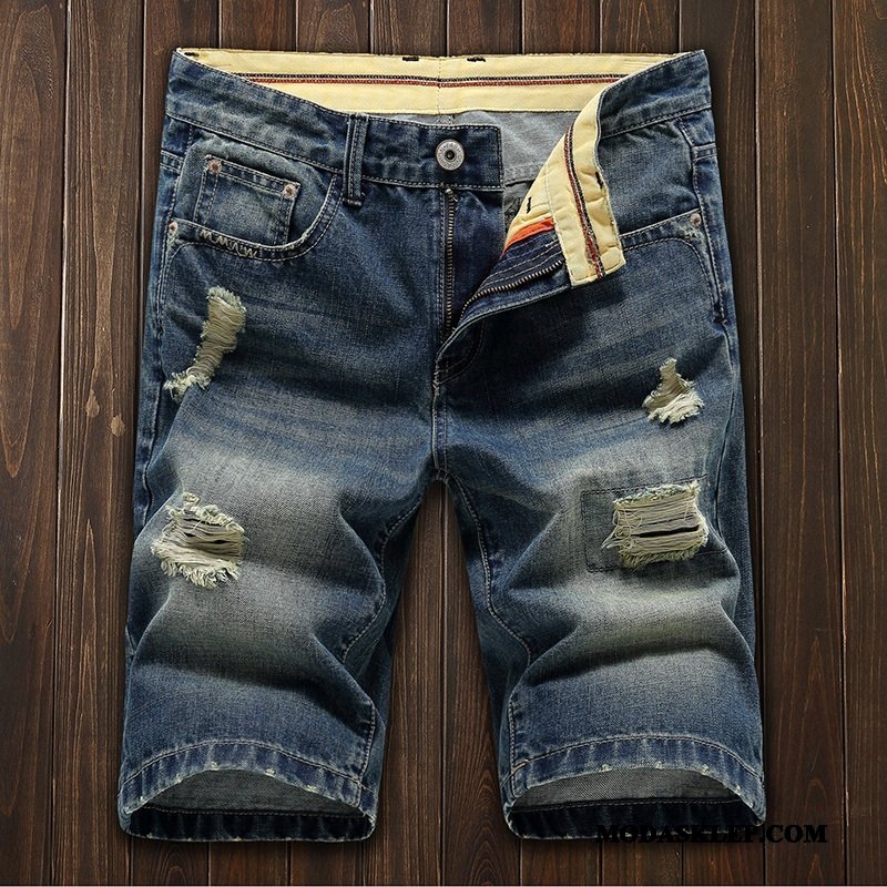 Męskie Spodenki Kup Męska Modna Marka Szerokie Szorty Denim Niebieski