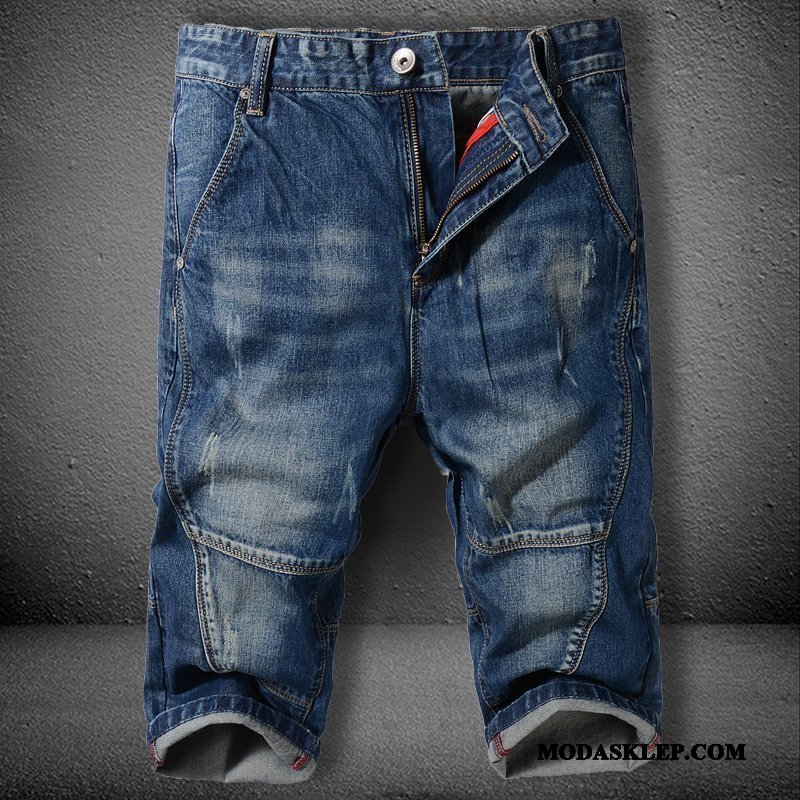 Męskie Spodenki Na Sprzedaż Męska Casual Szerokie Lato Vintage Niebieski