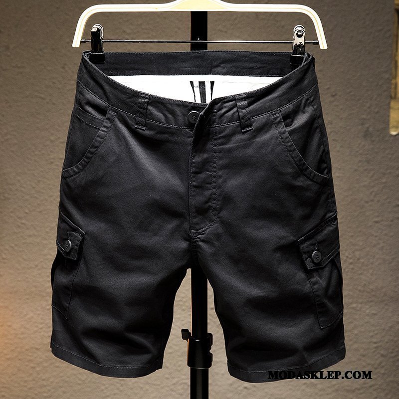Męskie Spodenki Oferta Sportowe Cienkie Tendencja Lato Cargo Khaki Biały