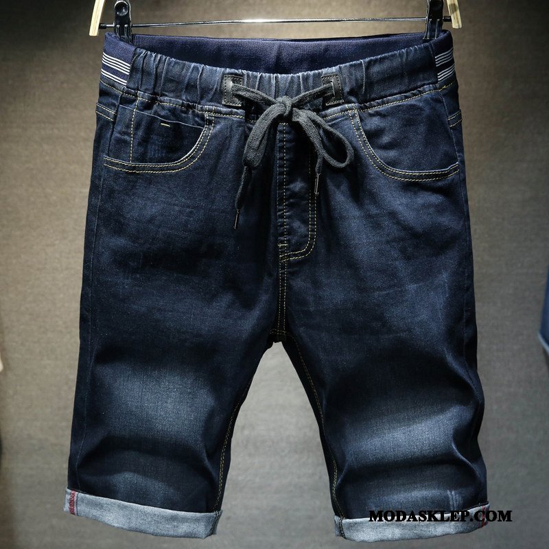 Męskie Spodenki Online Duże Denim Szerokie Męska Elastyczne Niebieski