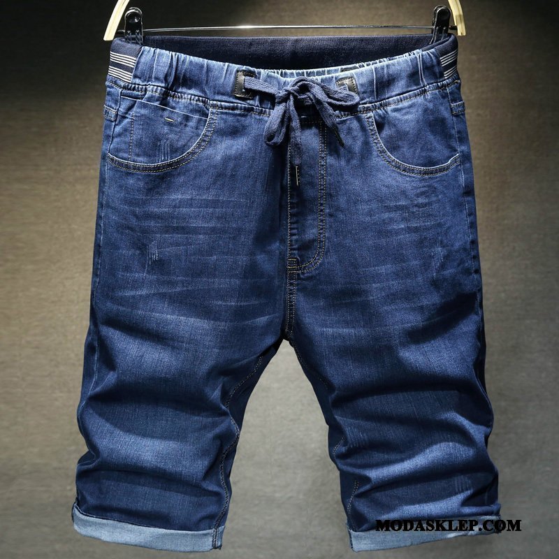 Męskie Spodenki Online Duże Denim Szerokie Męska Elastyczne Niebieski