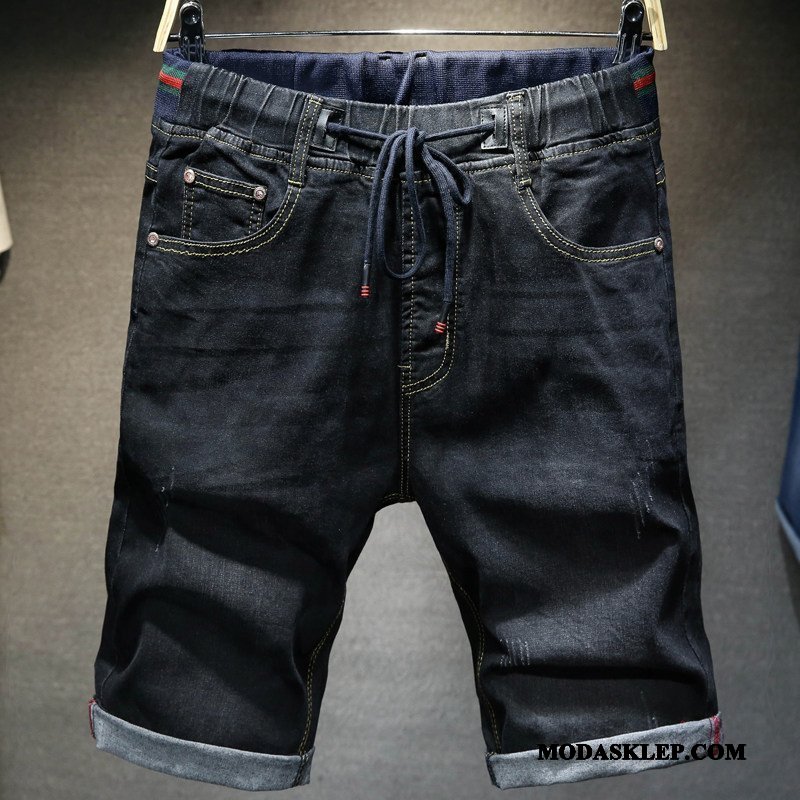 Męskie Spodenki Online Duże Denim Szerokie Męska Elastyczne Niebieski
