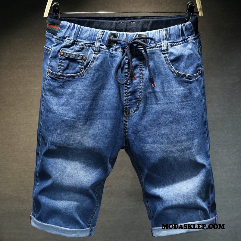 Męskie Spodenki Online Duże Denim Szerokie Męska Elastyczne Niebieski