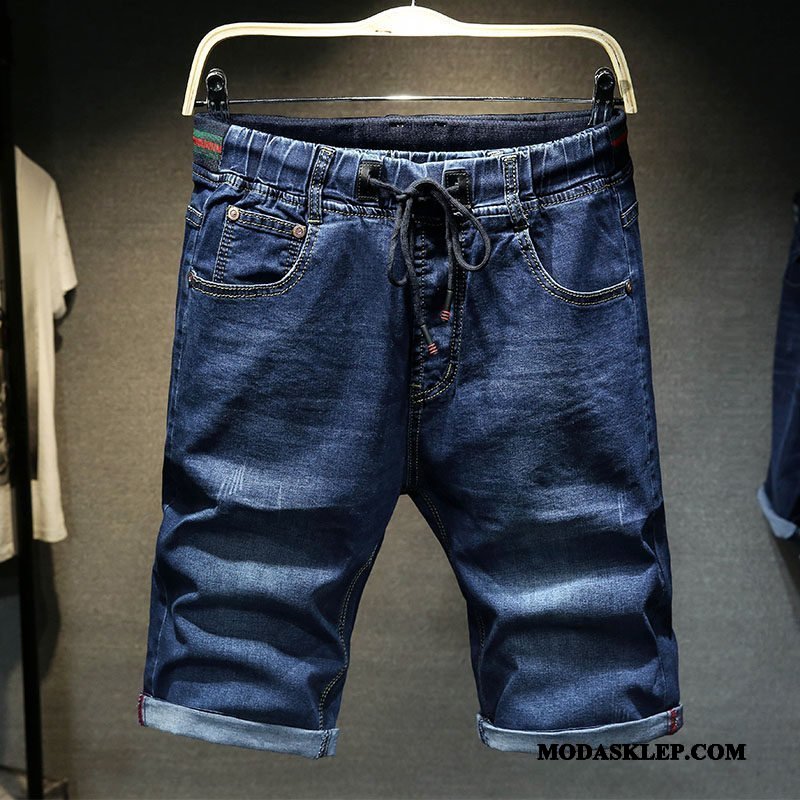 Męskie Spodenki Online Duże Denim Szerokie Męska Elastyczne Niebieski