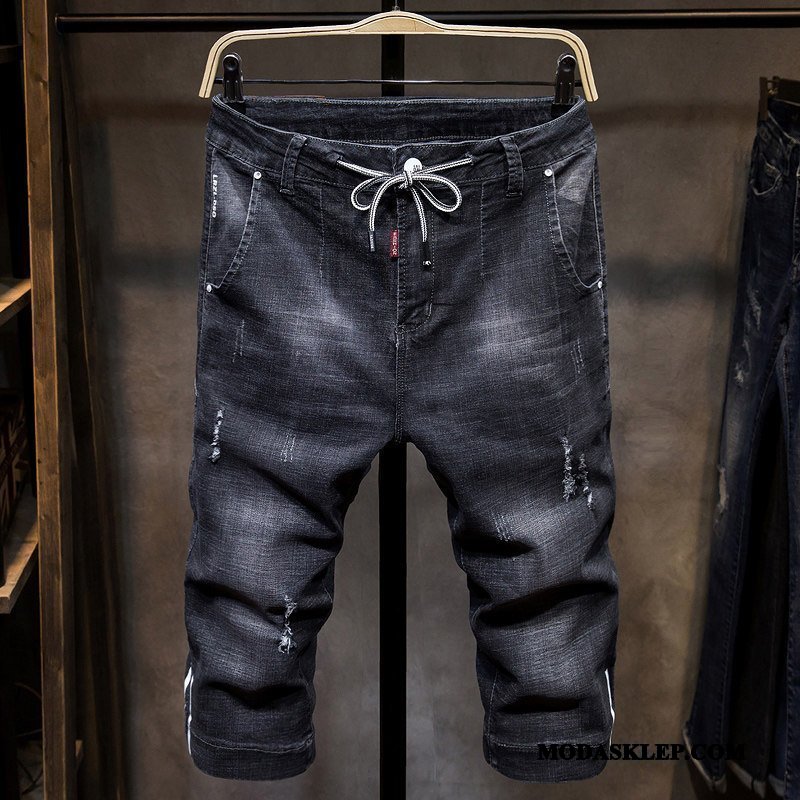 Męskie Spodenki Online Tendencja Cienkie Szerokie Harlan Denim Niebieski Jasny