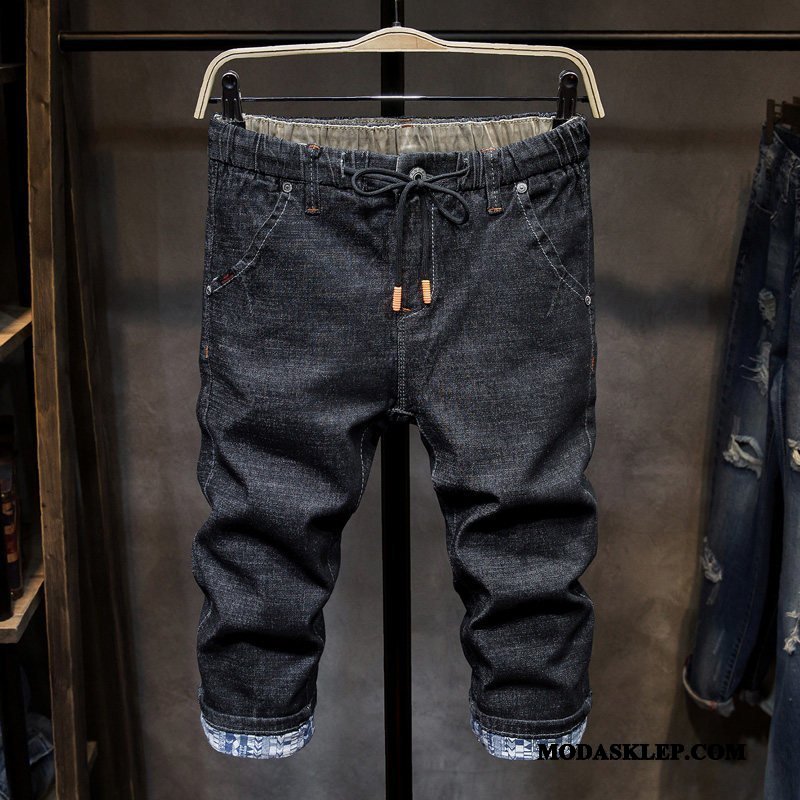 Męskie Spodenki Sklep Slim Fit Dżinsy Casualowe Spodnie Lato Szorty Niebieski