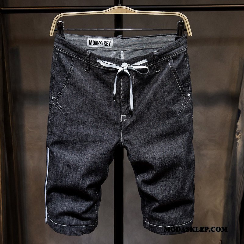 Męskie Spodenki Sklep Slim Fit Dżinsy Casualowe Spodnie Lato Szorty Niebieski