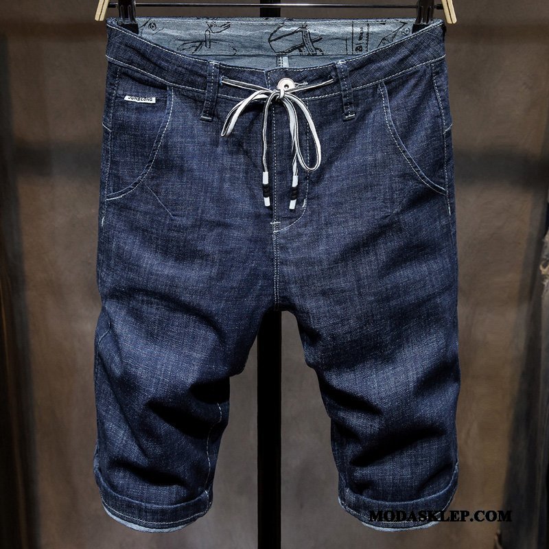 Męskie Spodenki Sklep Tendencja Denim Elastyczne Lato Sportowe Niebieski