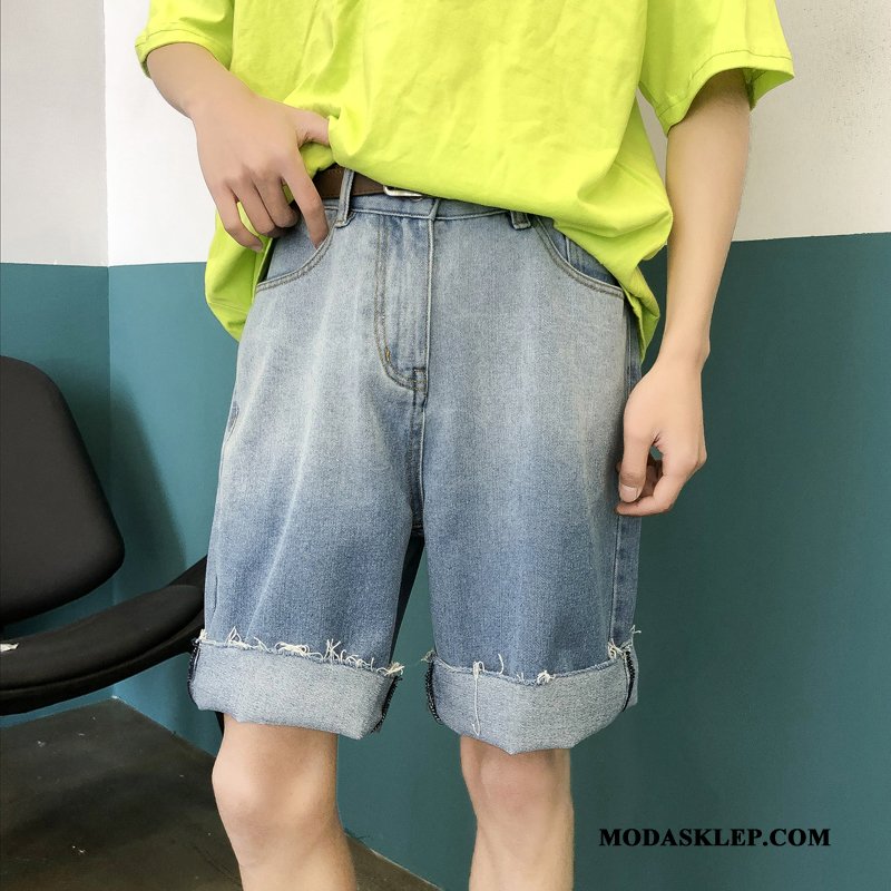 Męskie Spodenki Sprzedam Sprane Lato Szorty Gradient Denim Szary Ciemno