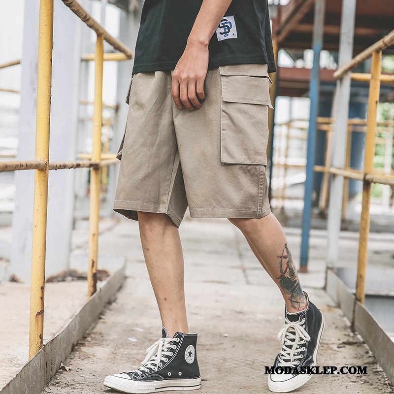 Męskie Spodenki Tanie Casual Szorty Modna Marka Cargo Swag Khaki
