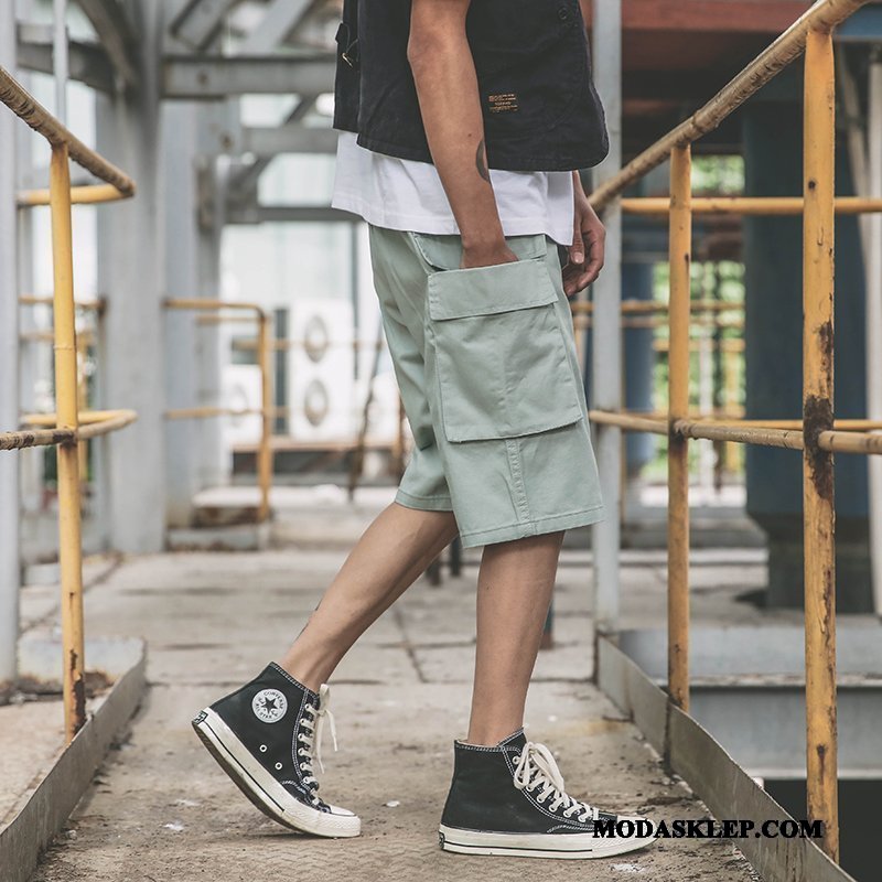 Męskie Spodenki Tanie Casual Szorty Modna Marka Cargo Swag Khaki