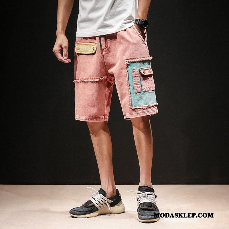Męskie Spodenki Tanie Duży Rozmiar Szorty Vintage Casual Cargo Niebieski
