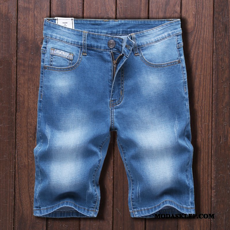 Męskie Spodenki Tanie Tendencja Casual Szorty Modna Marka Denim Niebieski