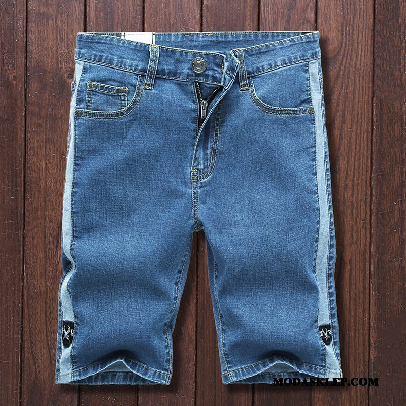 Męskie Spodenki Tanie Tendencja Casual Szorty Modna Marka Denim Niebieski