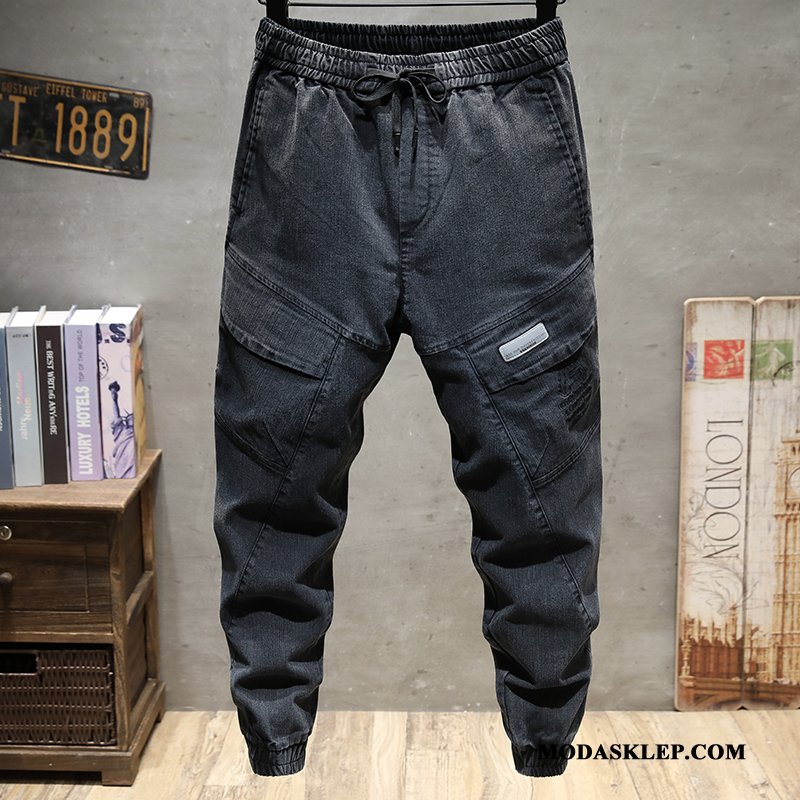 Męskie Spodnie Cargo Kup Dżinsy Lato Slim Fit Modna Marka Casual Szary