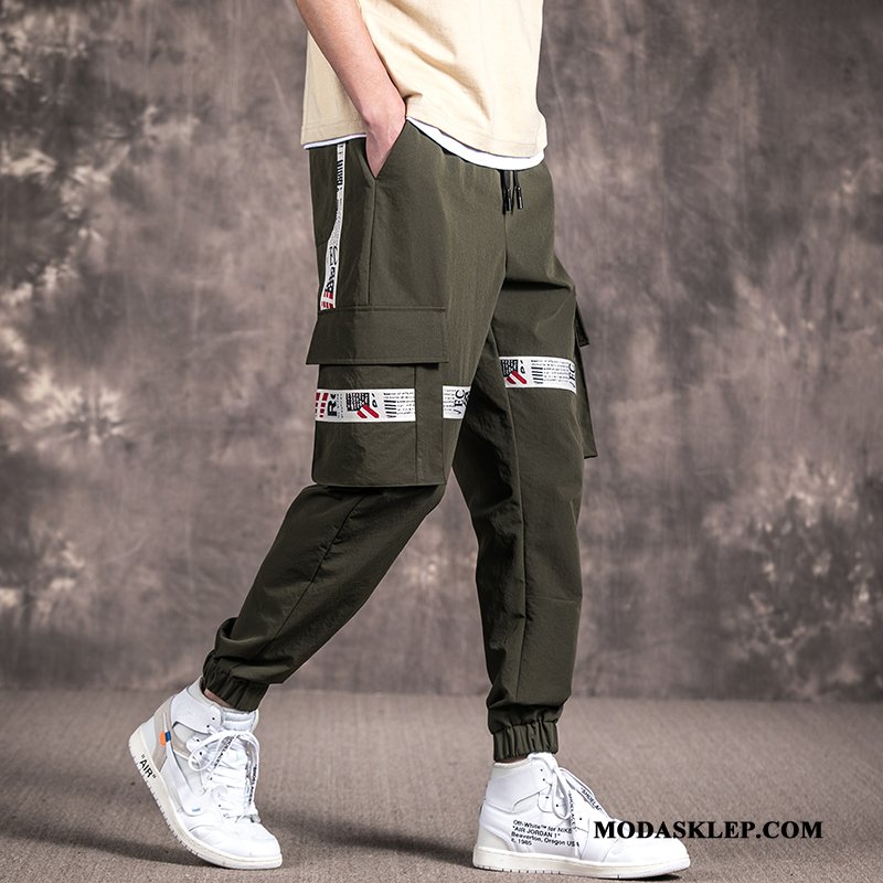Męskie Spodnie Cargo Kup Slim Fit Cienkie Męska Lato Modna Marka Zielony