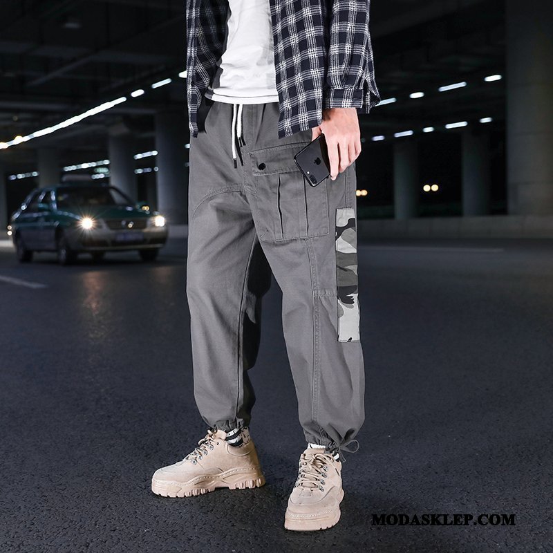 Męskie Spodnie Cargo Na Sprzedaż Modna Marka Szycie Tendencja Męska Slim Fit Szary