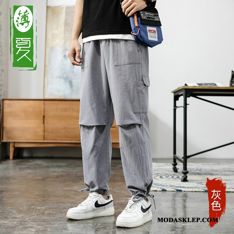 Męskie Spodnie Cargo Na Sprzedaż Slim Fit Tendencja Modna Marka Męska Sportowe Oranż