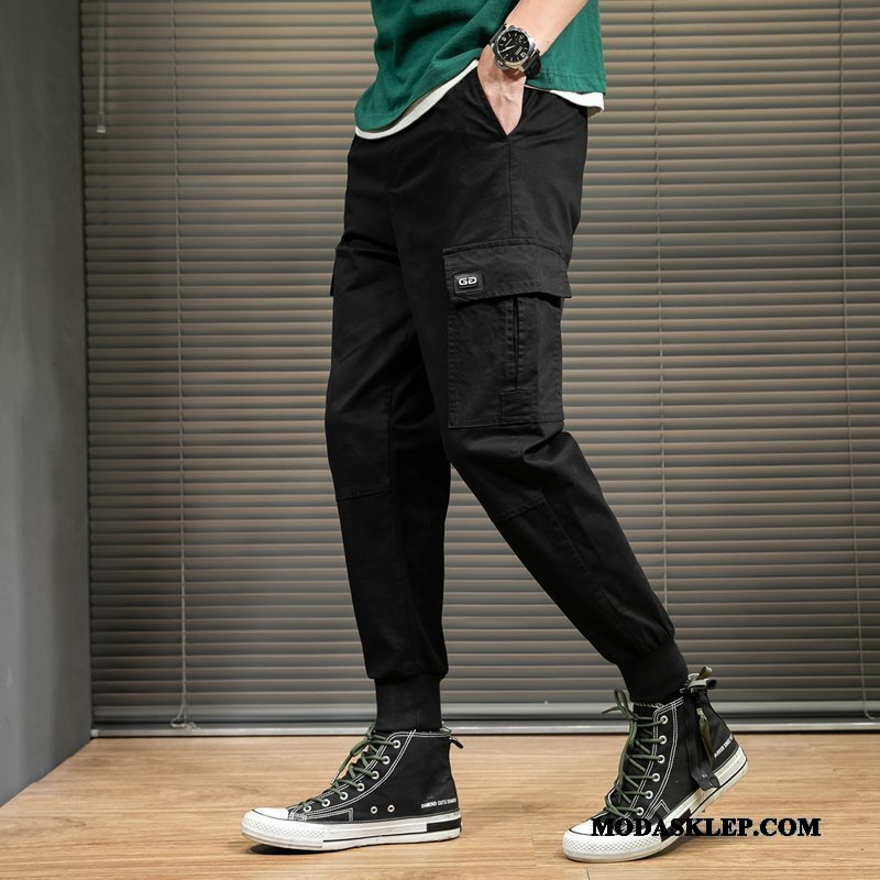 Męskie Spodnie Cargo Oferta Swag Super Harlan Modna Marka Slim Fit Czarny