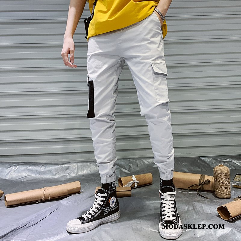 Męskie Spodnie Cargo Oferta Wiosna Tendencja Modna Marka Męska Slim Fit Czarny Czerwony