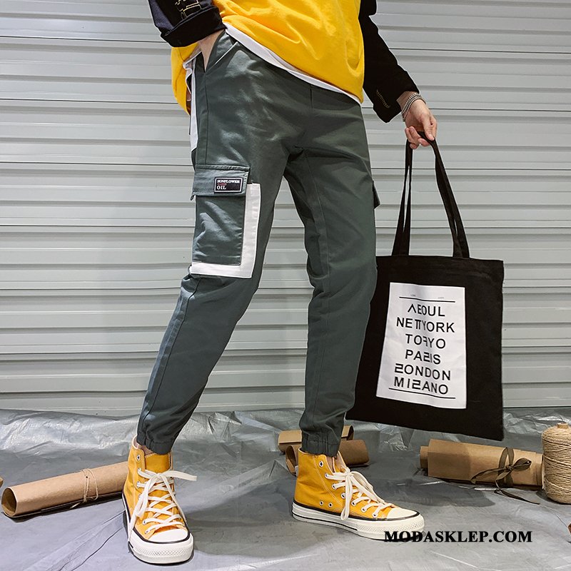 Męskie Spodnie Cargo Oferta Wiosna Tendencja Modna Marka Męska Slim Fit Czarny Czerwony