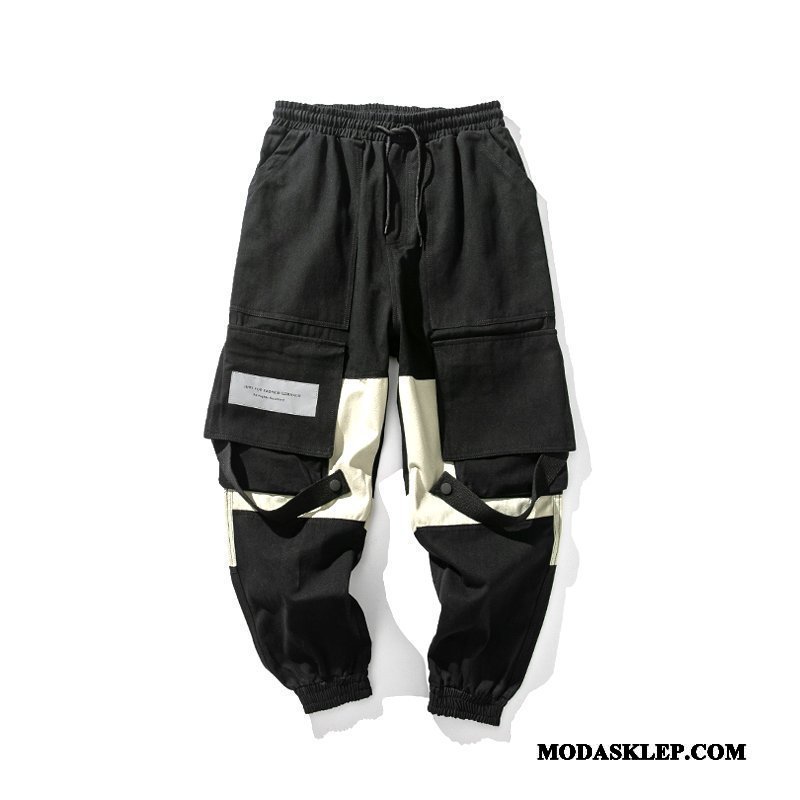 Męskie Spodnie Cargo Online Harlan Casualowe Spodnie Szycie Slim Fit Lato Czarny