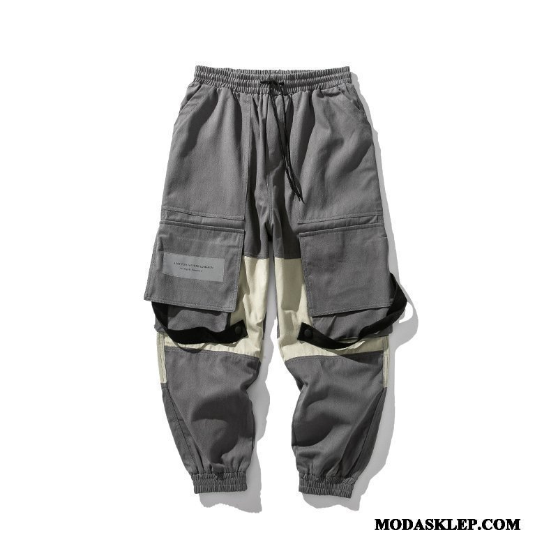 Męskie Spodnie Cargo Online Harlan Casualowe Spodnie Szycie Slim Fit Lato Czarny
