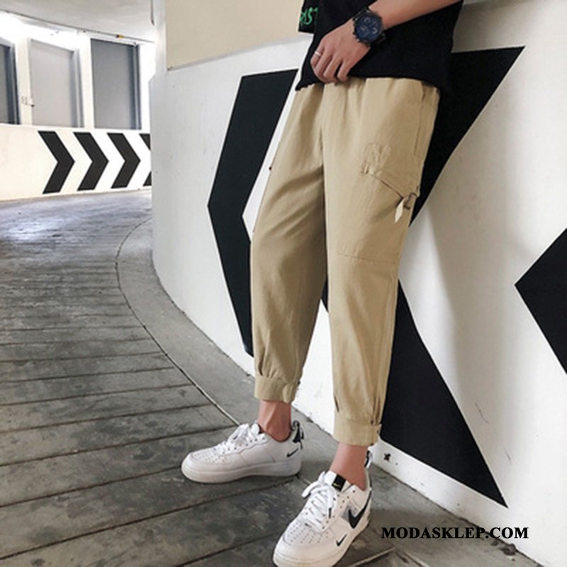 Męskie Spodnie Cargo Online Slim Fit Tendencja Szerokie Mały Modna Marka Khaki Czerwony