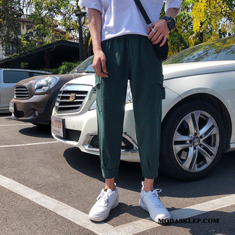 Męskie Spodnie Cargo Online Slim Fit Tendencja Szerokie Mały Modna Marka Khaki Czerwony