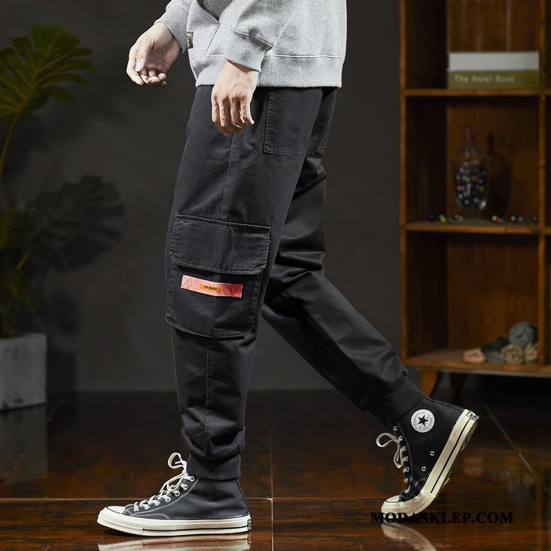 Męskie Spodnie Cargo Sklep Casualowe Spodnie Męska Slim Fit Modna Marka 2019 Czarny