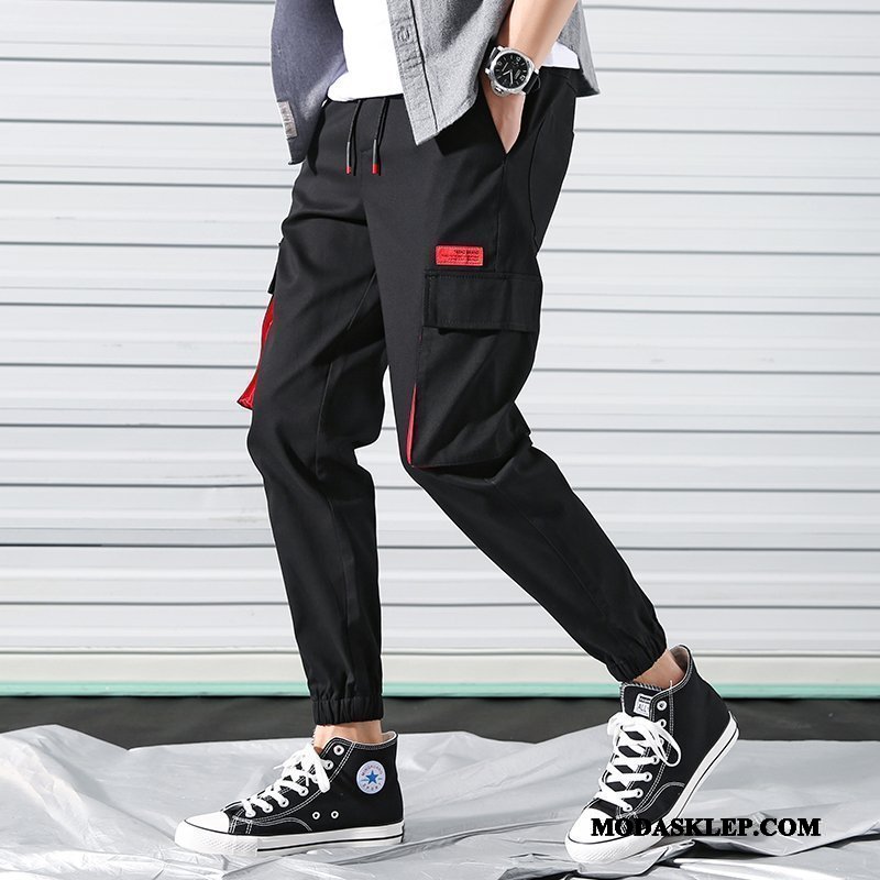 Męskie Spodnie Cargo Sprzedam Mały Sportowe Student Slim Fit Modna Marka Czarny