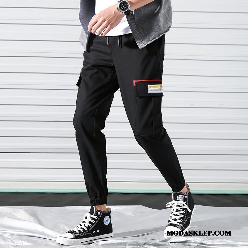 Męskie Spodnie Cargo Sprzedam Mały Sportowe Student Slim Fit Modna Marka Czarny